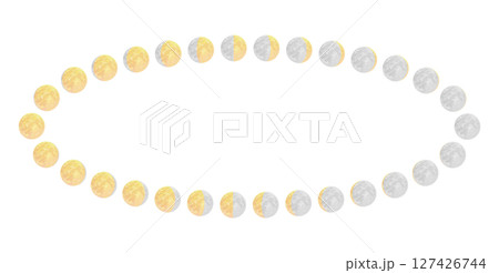 円形に並べられた月の満ち欠け、周期、月齢カレンダーのベクターイラスト 127426744