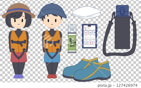 Preparations and belongings for safe river play 127426974