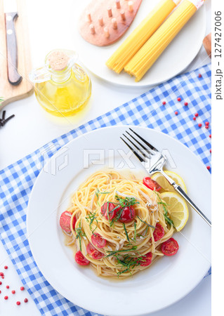 しらすとトマトの冷製パスタ 127427006