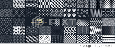 43種類のシームレスな日本の和柄パターンのセット 43種類のシームレスな日本の和柄パターンのセット 127427061