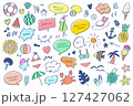 手描きのかわいい夏イラストと吹き出し見出しセット 127427062