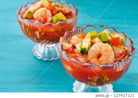 エビのカクテル(コクテル・デ・カマロン、コクテル・デ・カマロネス)(メキシコ料理) エビのカクテル(コクテル・デ・カマロン、コクテル・デ・カマロネス)(メキシコ料理) 127427121