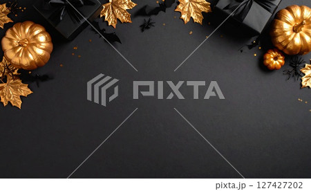 《AI画像》黒背景とパンプキン 127427202