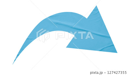 Light blue crumpled paper arrow isolated on transparent background 127427355
