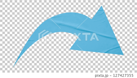 Light blue crumpled paper arrow isolated on transparent background 127427355