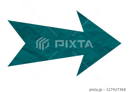 Green crumpled paper arrow isolated on transparent background 127427368