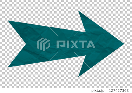 Green crumpled paper arrow isolated on transparent background Green crumpled paper arrow isolated on transparent background 127427368