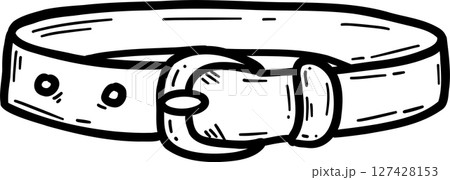 Hand drawn clothes and accessories outline doodle, Illustration of a simple belt with a buckle. 127428153