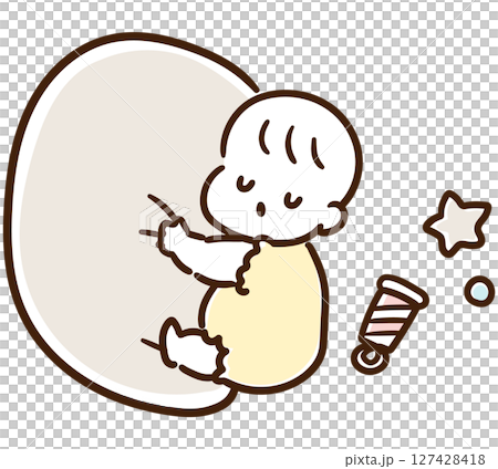 A cute baby sleeping hugging a cushion 127428418