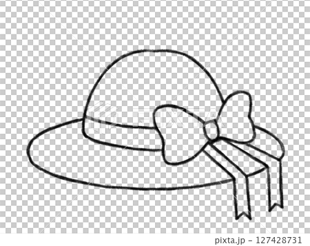 クレヨン風かわいい麦わら帽子線画 127428731