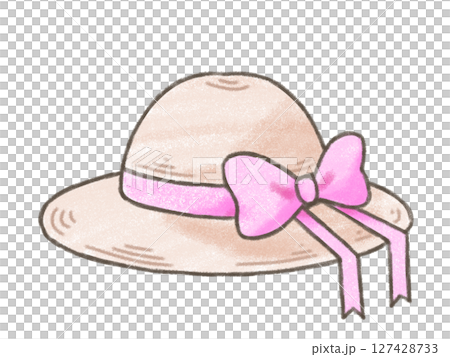 クレヨン風かわいい麦わら帽子(ピンク) クレヨン風かわいい麦わら帽子(ピンク) 127428733