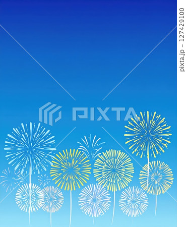 《AI画像》夜空に打ち上がる花火の背景素材 127429100