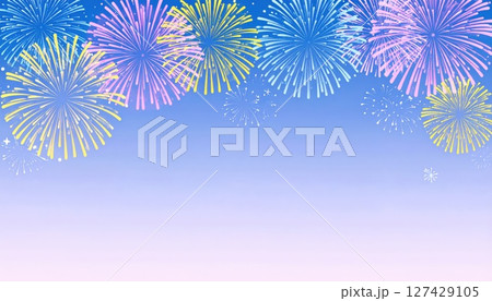 《AI画像》夜空に打ち上がる花火の背景素材 127429105