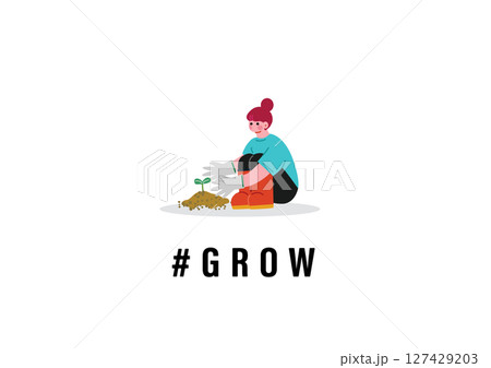 苗を植える女性 127429203