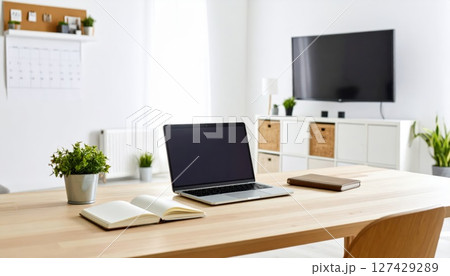 《AI画像》自宅でのリモートワークイメージ 《AI画像》自宅でのリモートワークイメージ 127429289