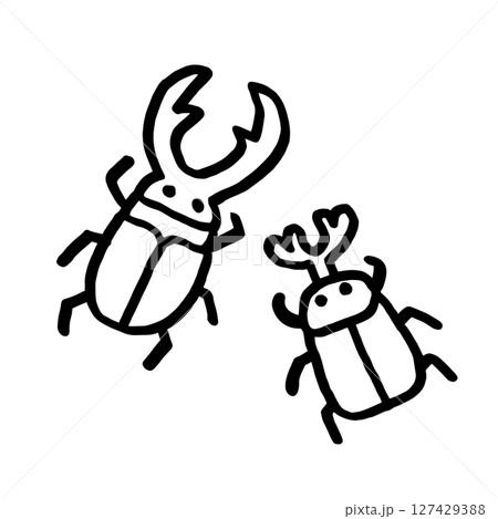 カブトムシとクワガタ手書きイラスト 127429388