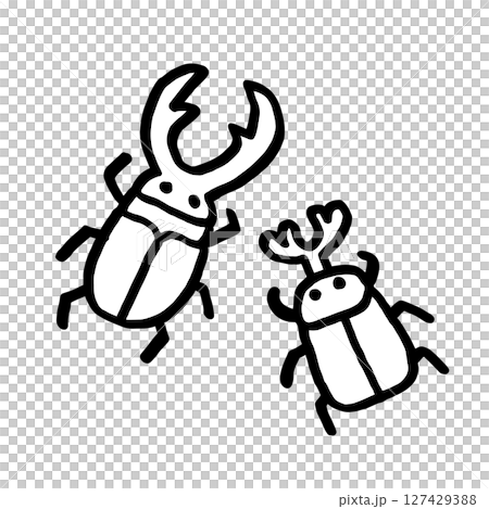 カブトムシとクワガタ手書きイラスト 127429388