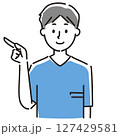 ポイントを説明する男性のシンプルなイラスト 127429581