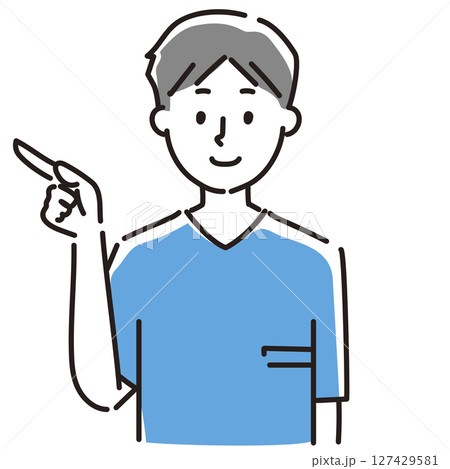 ポイントを説明する男性のシンプルなイラスト ポイントを説明する男性のシンプルなイラスト 127429581
