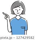ポイントを説明する女性のシンプルなイラスト 127429582