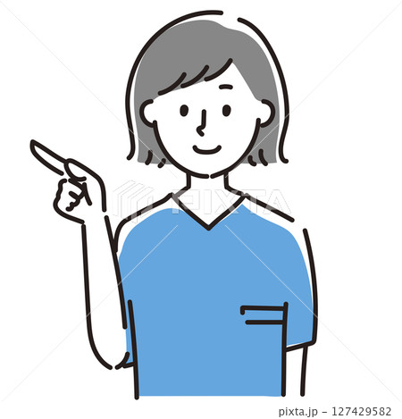 ポイントを説明する女性のシンプルなイラスト ポイントを説明する女性のシンプルなイラスト 127429582