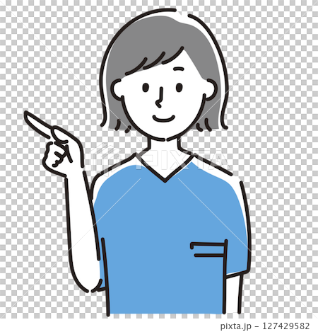 ポイントを説明する女性のシンプルなイラスト ポイントを説明する女性のシンプルなイラスト 127429582