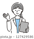クリップボードを持って説明をするビジネスウーマン 127429586