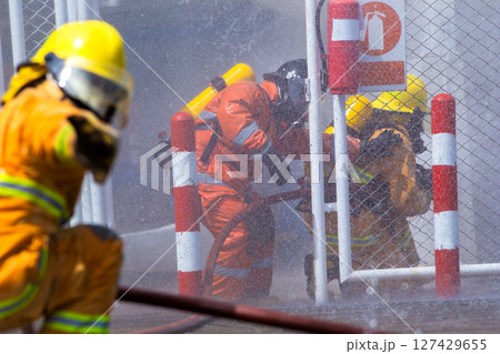 Disaster training exercise depicting gas station in Lampang, Thailand - 19 July 2018 Disaster training exercise depicting gas station in Lampang, Thailand - 19 July 2018 127429655