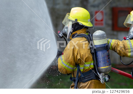 Disaster training exercise depicting gas station in Lampang, Thailand - 19 July 2018 Disaster training exercise depicting gas station in Lampang, Thailand - 19 July 2018 127429656