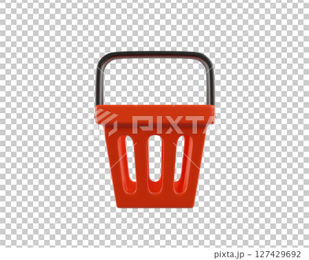 Red empty Shopping Basket from a supermarket for shopping. 3d rendering of the icon on a transparent background Red empty Shopping Basket from a supermarket for shopping. 3d rendering of the icon on a transparent background 127429692