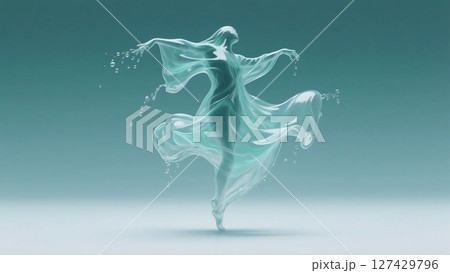 水が空中をみずみずしく舞う様子のシンプルな構造の背景画像 127429796