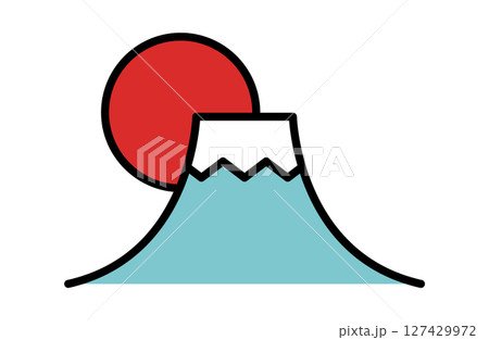 富士山のシンプルアイコンベクターイラスト 正月 縁起物 日本 和風 日の出 富士山のシンプルアイコンベクターイラスト 正月 縁起物 日本 和風 日の出 127429972