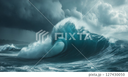 海面から差し込む太陽光 127430050