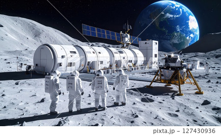 《AI画像》宇宙開発イメージ 背景には青い地球 127430936