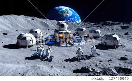 《AI画像》宇宙開発イメージ 背景には青い地球 127430940