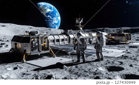 《AI画像》宇宙開発イメージ 背景には青い地球 127430949