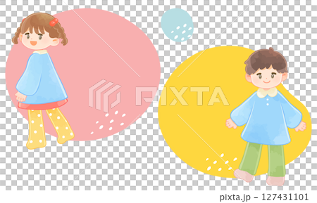 保育園、幼稚園児の女の子と男の子　コピースペース 127431101