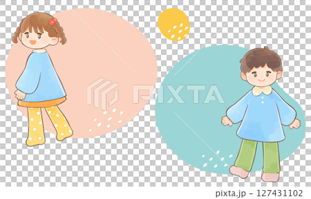 保育園、幼稚園児の女の子と男の子 コピースペース 保育園、幼稚園児の女の子と男の子 コピースペース 127431102