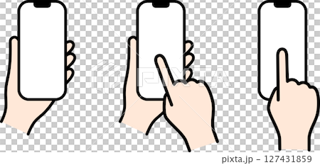 操作智慧型手機的手的插圖素材彩色iPhone 127431859