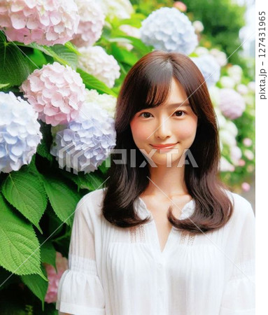 アジサイと女性 127431965