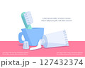 Toothbrush and toothpeast and cup illustration vector design on white background. Dental care concept. 127432374