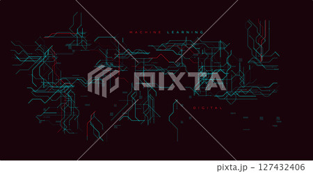 Machine Learning Circuit Network Background. Futuristic Neural Tech Lines With Data Flow Concept On Dark Red. Ideal For AI, Algorithms, Big Data, Digital Science Projects. Vector Illustration Machine Learning Circuit Network Background. Futuristic Neural Tech Lines With Data Flow Concept On Dark Red. Ideal For AI, Algorithms, Big Data, Digital Science Projects. Vector Illustration 127432406