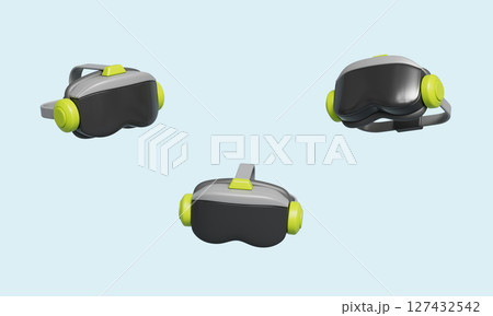 VR Headset Glasses for Virtual Reality Experiences. 3D Rendering. 127432542