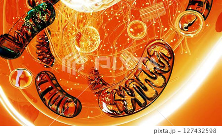 cell_blue_light_mitochondria_orange cell_blue_light_mitochondria_orange 127432598