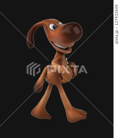 Fun 3D cartoon dog walking (with alpha channel) 127432649