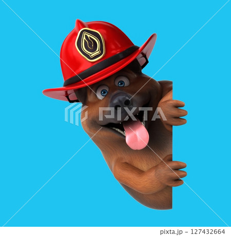 Fun 3D cartoon dog firefighter (on alpha) 127432664