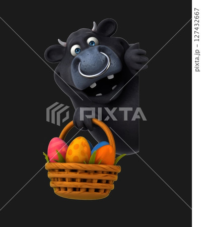 Fun 3D cartoon bull with easter eggs (on alpha) 127432667