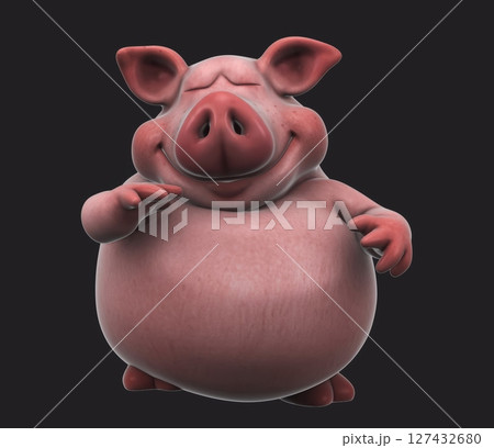 Fun 3D cartoon pig talking (with alpha channel) 127432680