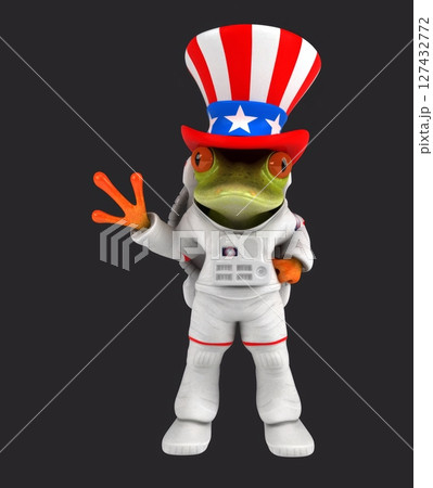 Fun 3D cartoon frog with an uncle sam hat(with alpha channel included) 127432772