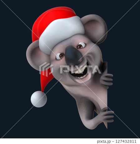 Fun 3D cartoon koala with a sign (with alpha channel) 127432811